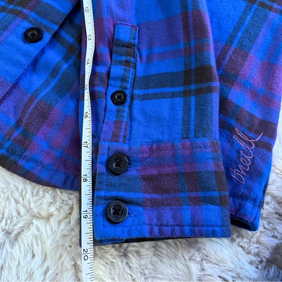 EUC O’Neill Button Flannel Size Medium Gorgeous Blue - Picture 7 of 12